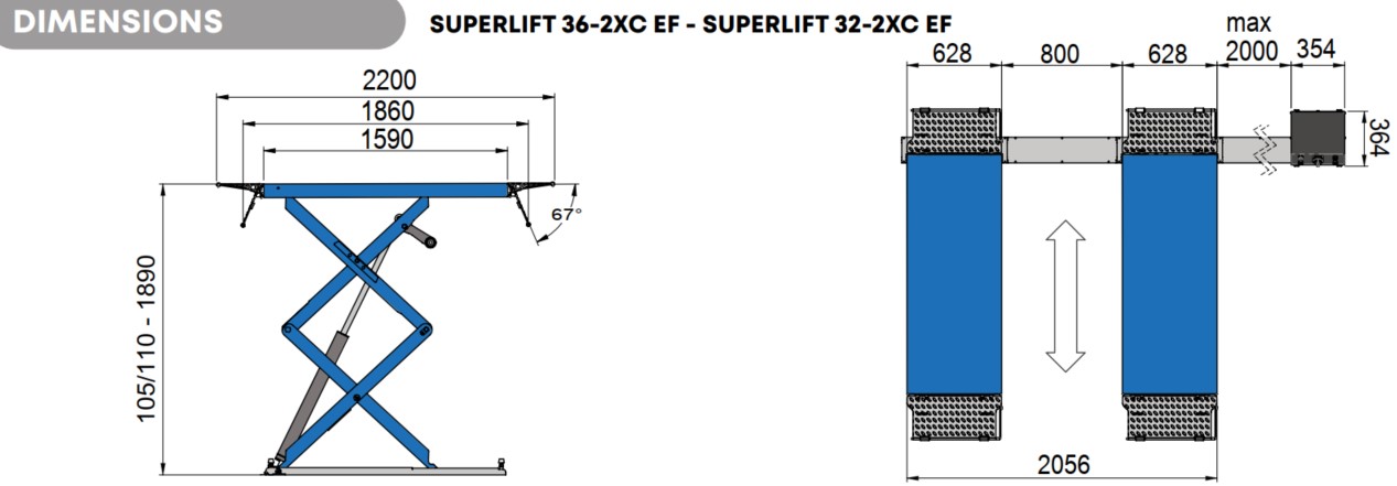 SUPERLIFT 36-2XC EF - SUPERLIFT 32-2XC EF (Dimensions)