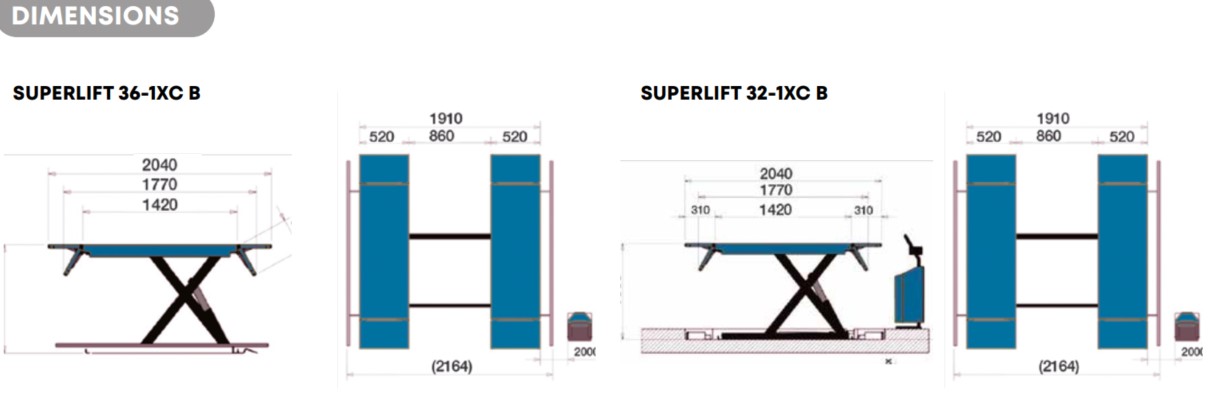 Superlift 36-1 & 32-1 XCB (Dimensions)